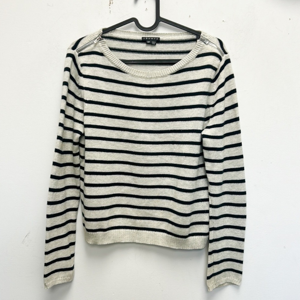 Theory Zelphia cashmere cotton stripe knit